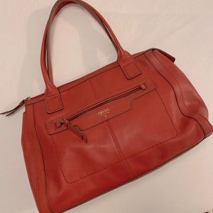 Fossil Red Leather Satchel